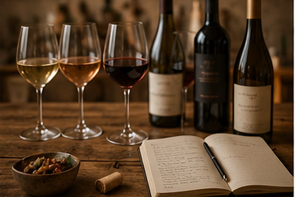 Selección de vinos y accesorios elegidos con criterio honesto sobre mesa de madera